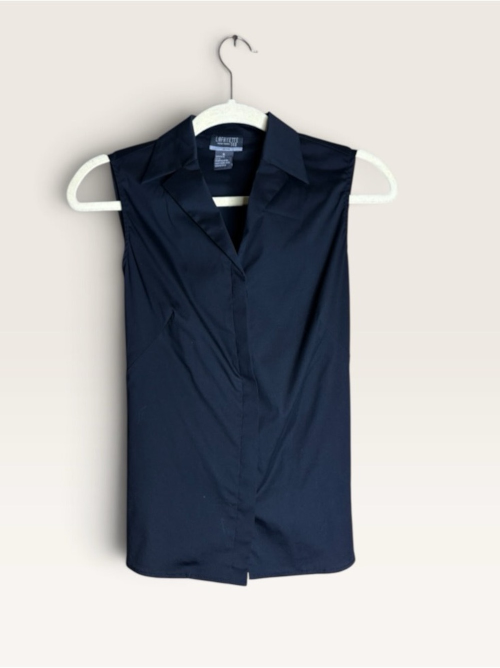 Lafayette 148 New York Petite 6 Black Sleeveless Wrap Tie Blouse Made USA